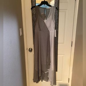 Calvin Klein polkadot LoHi wrap maxi dress